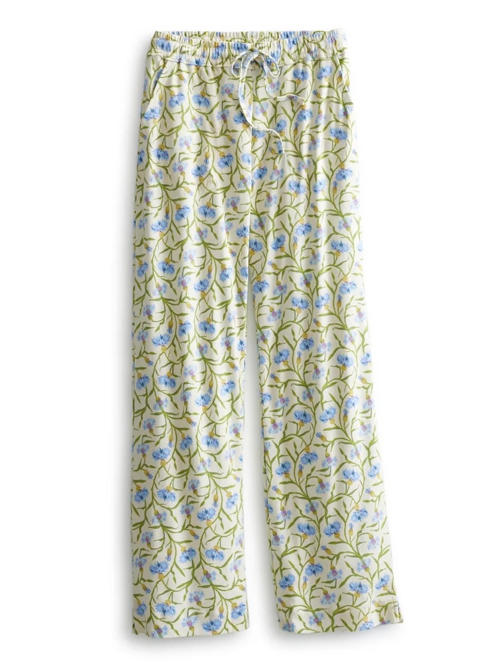 Vera Bradley Cream Floral Button-Front Pajama Set with Blue & Green Print - Picture 3 of 8